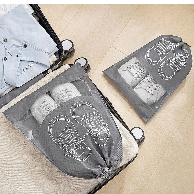 

5 Pieces Shoes Storage Bag Closet Organizer Non-woven Travel Portable Bag Waterproof Pocket Clothing Classified Hanging Bag