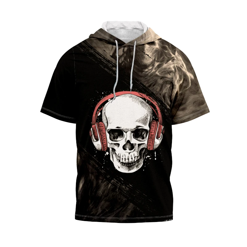 

Horror Skull 3D Printing Men's And Women's T-shirt Hoodie Lace-up Summer New Design Pullover Oversized Fashionable Casual Top
