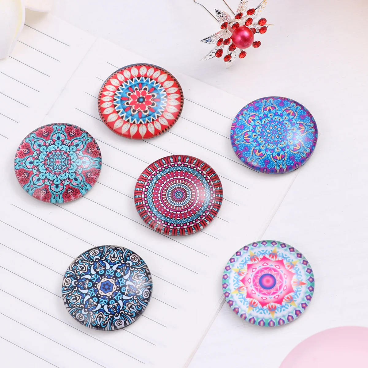 

6pcs Fridge Magnets Mandala Creative Beautiful Decorative Glass Decoration Magnets Stickers for Refrigerator