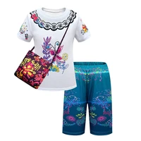 kids clothes set encanto costume for girls mirabel madrigal dolores%c2%a0printed t shirt and pants outfiit child sleeveless costume