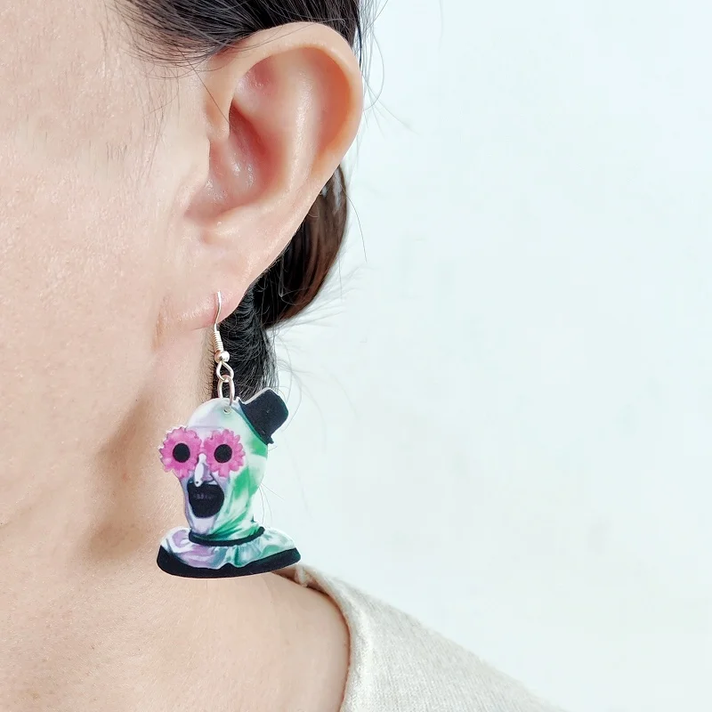 Серьги-подвески в виде клоуна на Хэллоуин для женщин акриловые ювелирные изделия