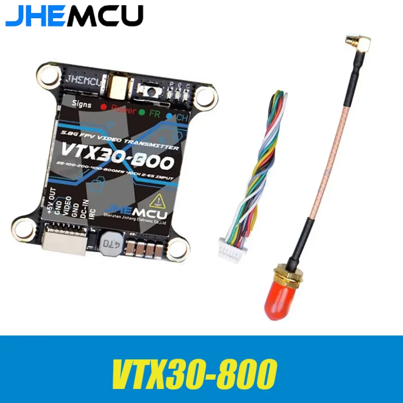 JHEMCU VTX30-800 5 8G 40CH PitMode 25 МВт 100 200 400 800 Регулируемый VTX 2-6S 30X30 мм для RC FPV Racing Freestyle Drone