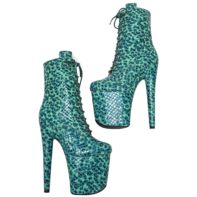 Leecabe 20CM/8Inch  Genuine Leather  Women's Platform disco party High Heels Pole Dance boot