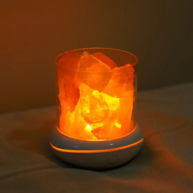 

Himalayan HOT High Efficiency Hand Carved USB Wooden Base Himalayan Salt Lamp Bedroom Air Purifier Night Light