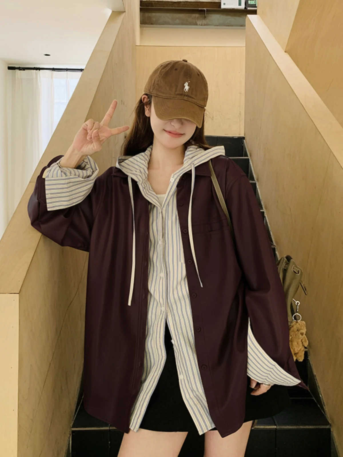 Американское винтажное черное кожаное пальто верхняя одежда женская весна и