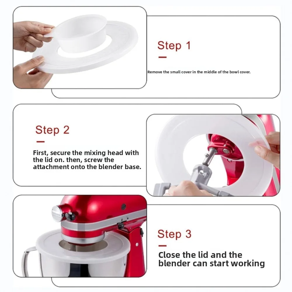 Фото Защитный экран и крышки чаш для миксеров подходят для миксеров KitchenAid 4,5-5Qt с наклонной головкой, надежные крышки с защитой от брызг №4