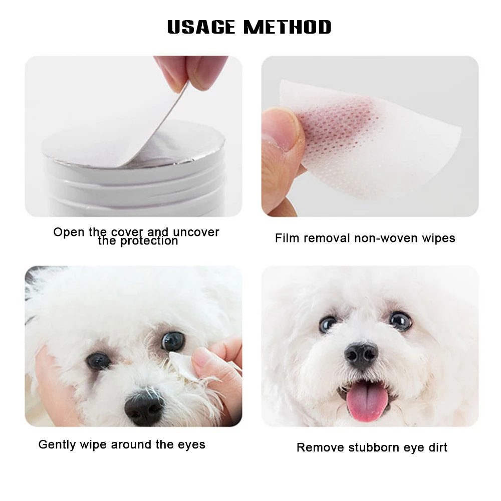 

Wipes for Pet Eyes Gentle Aloe Plant-Based Tear Stain Wipes for Cats Dogs Moisturizing PH 5.6 100 PCS/Box SUB Sale