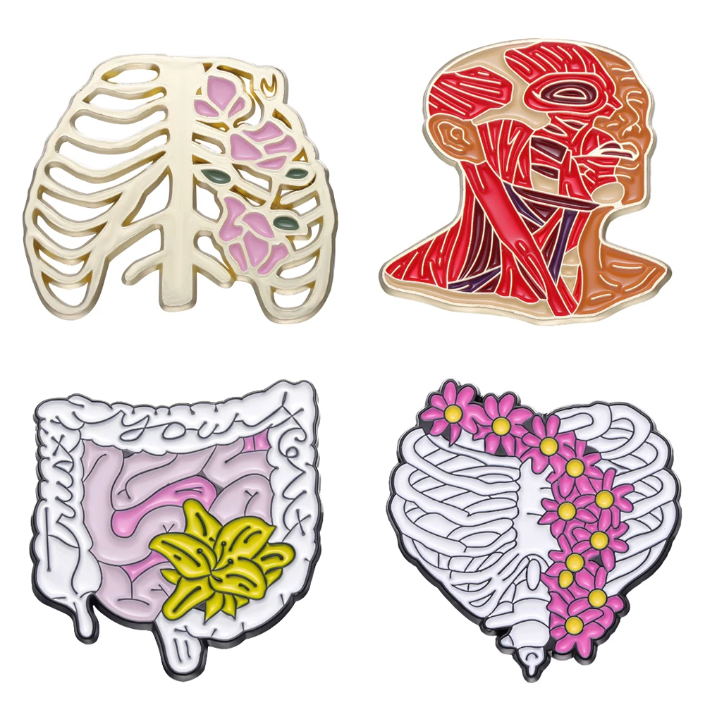 

Organs Pin Muscle Tissue Enamel Pins Backpacks Brooches Brooch for Doctors Clothing Badges Accessories Gifts for Nurses 4pcs/set