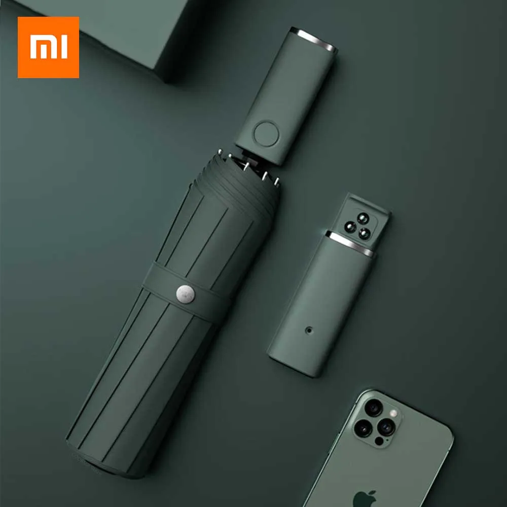

Автоматический складной зонт Xiaomi со светодиодной подсветкой, ветрозащитные большие зонтики от дождя, портативный уличный зонтик для мужчин и женщин, 10 костей