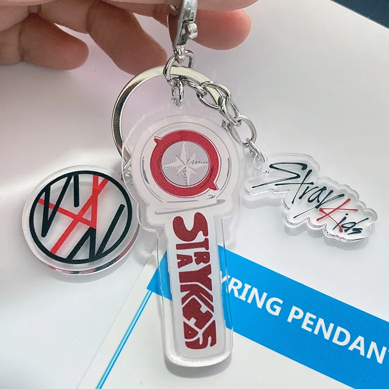 

KPOP New Boys Group Stray Kids Acrylic Cartoon Aid Light Keychain Jewelry Backpack Exquisite Decoration Pendant Gifts BANG CHAN