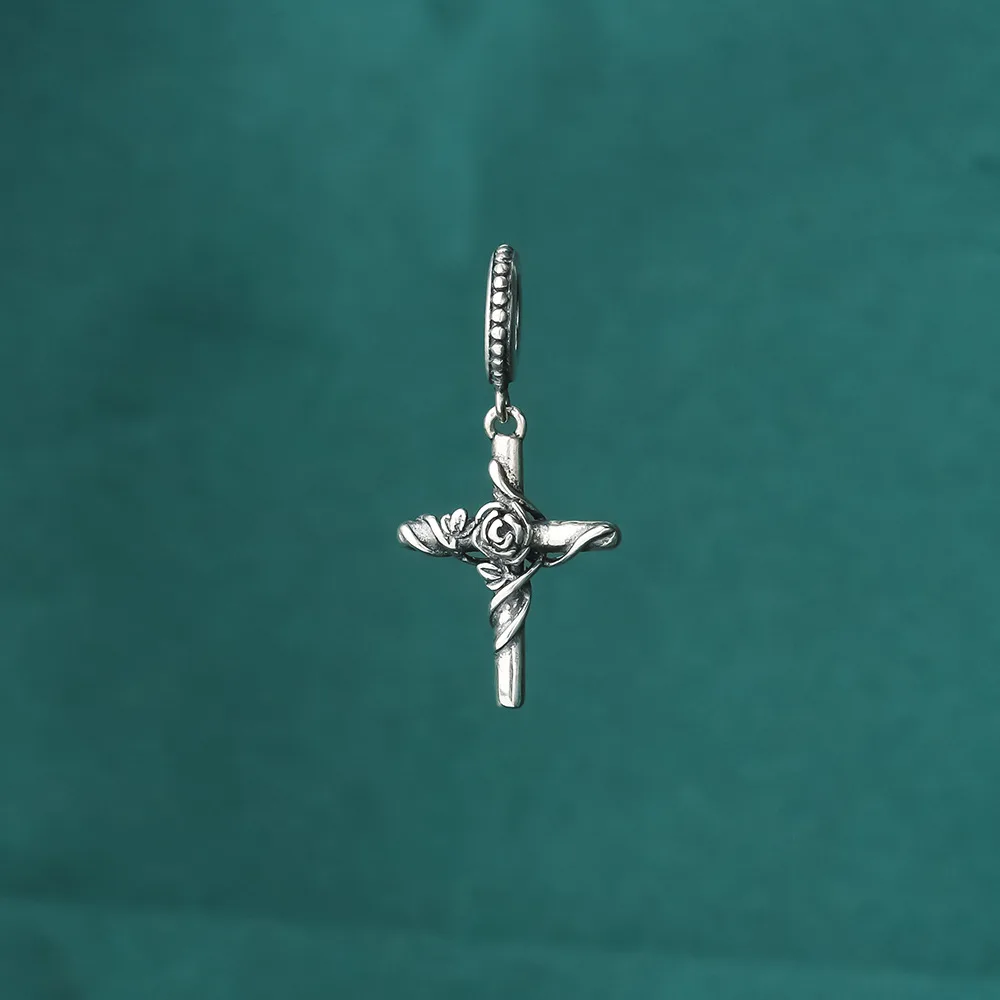 100% настоящее серебро 925 пробы аксессуары винтажный розовый крест