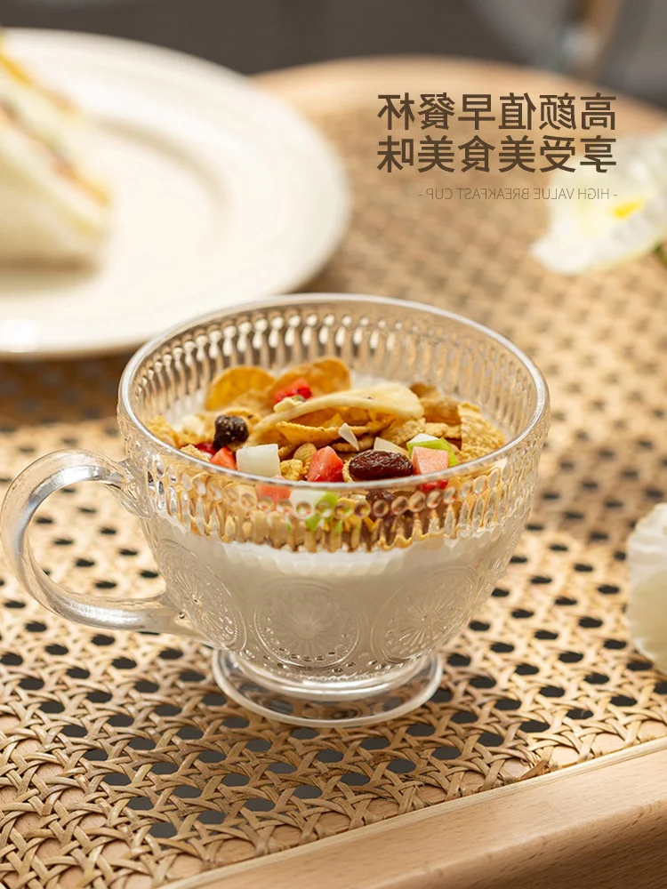 

Transparent Good-looking Glass with Handle Milk Breakfast Water Household Tea Cup