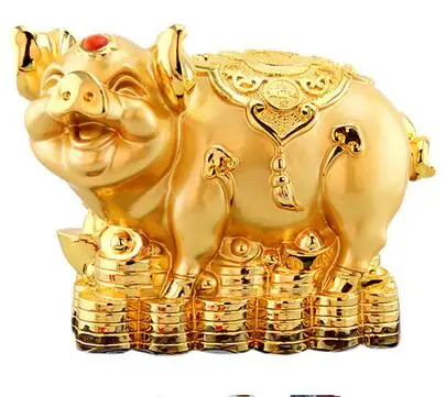 

NEW Golden light decoration lucky rich pig pig copper imitation s decoration twelve zodiac jewelry Home Furnishingroom Art