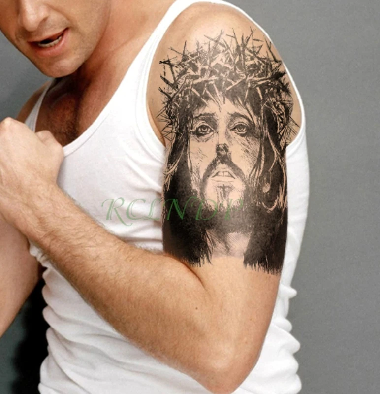 

Waterproof Temporary Tattoo Sticker Jesus Fake Tatto Flash Tatoo Leg Arm back Large size body art for Men Girl Women
