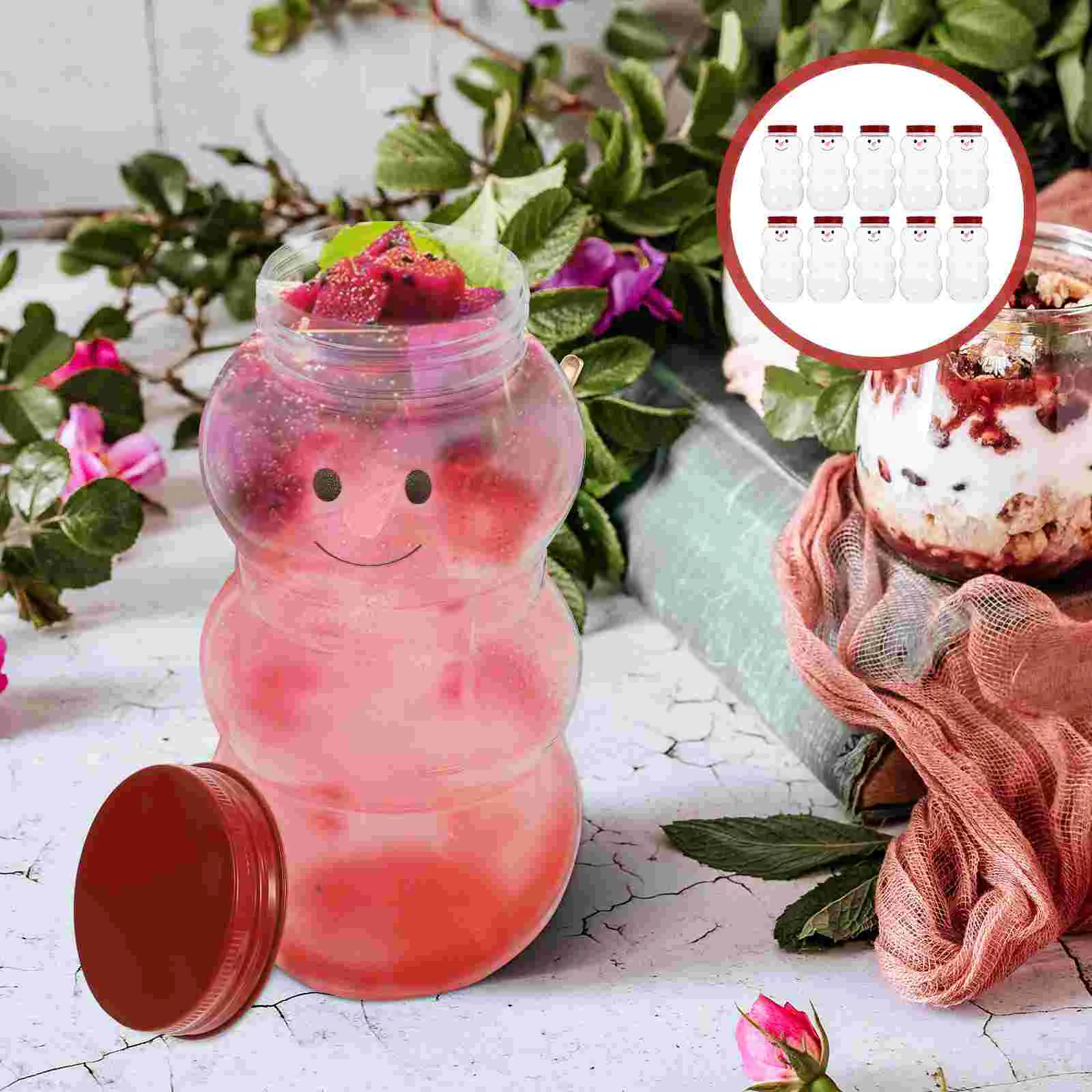 

Bottles Christmas Candy Jars Snowman Bottlebeverage Container Plasticempty Water Cookie Jar Reusabledrinking Capswrapping