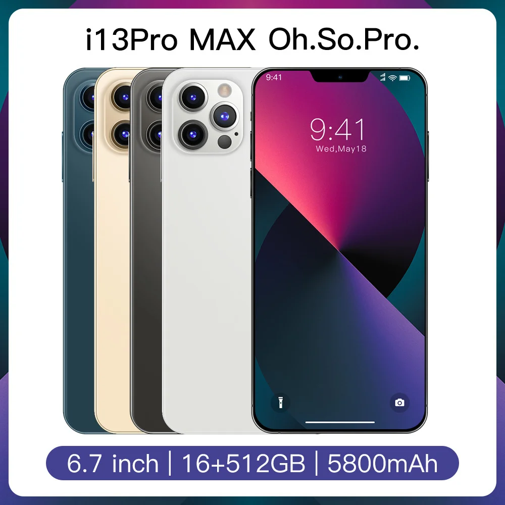 

The 6.8-inch Large Screen Of The Global Version Of The New Smartphone I13Pro Max Is Equipped With 16G+512G Memory. Genuine Best