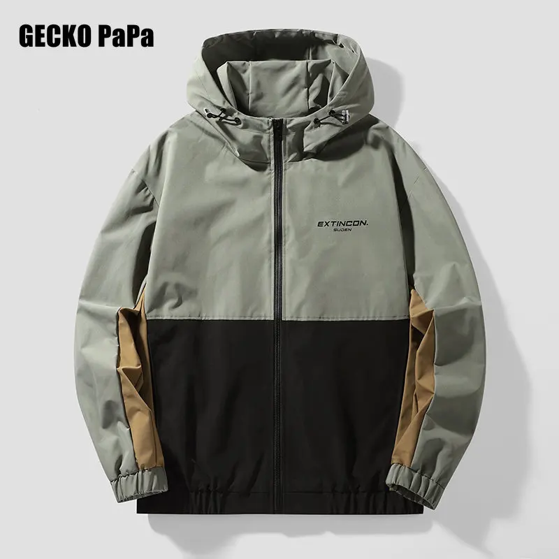 

Куртка мужская в стиле пэчворк, Повседневная Уличная одежда в стиле Харадзюку, пальто с надписью и соединением, ветровка оверсайз в стиле хип-хоп, унисекс