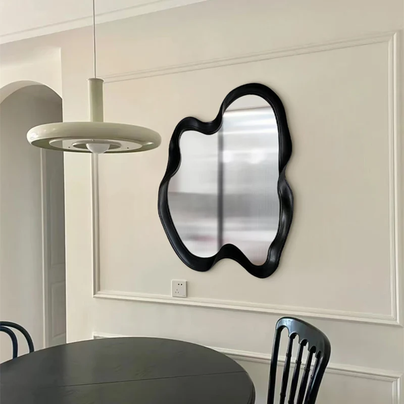 

Asymmetrical Wall Sticker Decorative Mirror Toilet Shower Shaving Led Decorative Mirrors Wavy Bathroom Espejos Home Decor BL50SJ