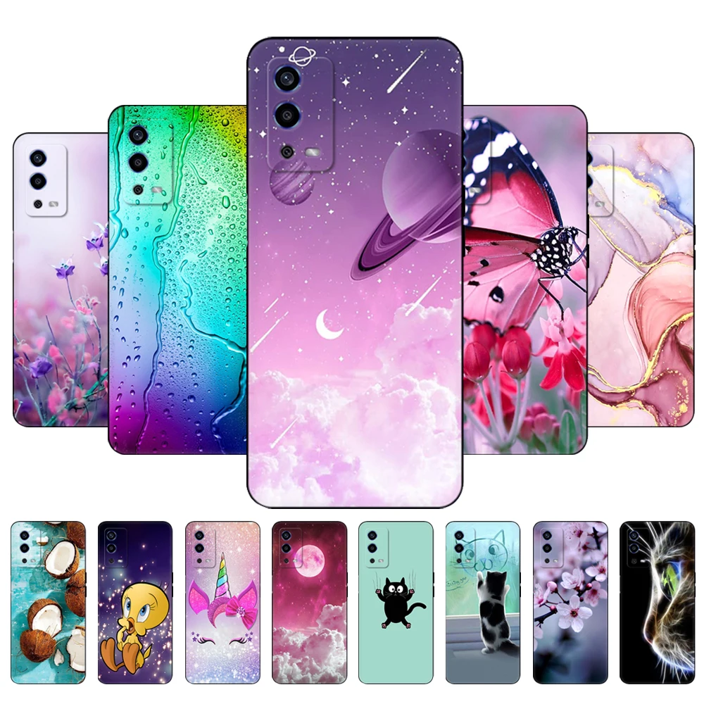 

For OPPO A55 4G Case 6.51 inch CPH2325 Phone Case Soft Silicon Back Cover On Oppo A55 OPPOA55 A 55 4G 2021 Bumper black tpu case