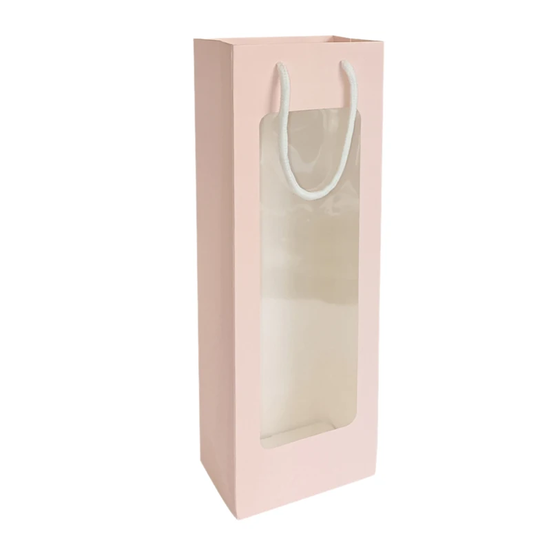 

Подарочные пакеты белые/розовые картонные с окном 10 шт.