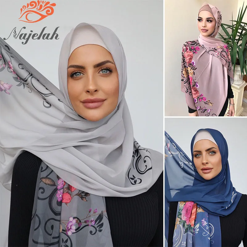

Islamic Chiffon Floral Long Hijab Abaya Hijabs For Woman Abayas Jersey Scarf Muslim Dress Women Turbans Turban Instant Head Wrap