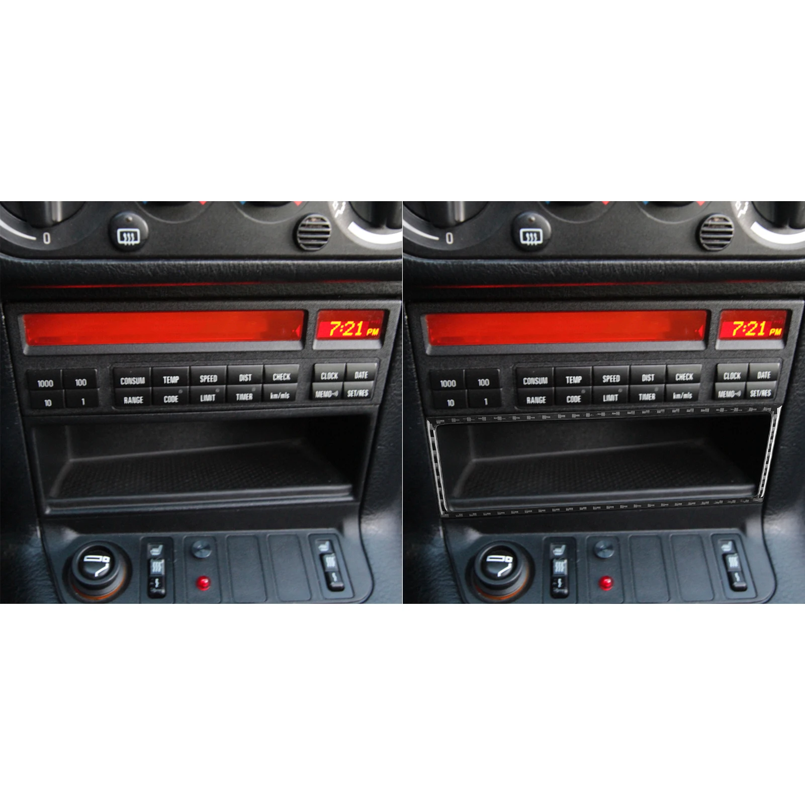 Фото Для BMW 3 серии E36 1994-19096, автомобильные аксессуары, центральный ящик для хранения из углеродного волокна, рамка, внутренняя крышка, накладка, модификация наклейки №5