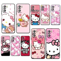 hello kitty pink cartoon for xiaomi redmi k50 k40 gaming k30 k20 pro 5g 10x 9t 9c 9a soft silicone black phone case fundas capa