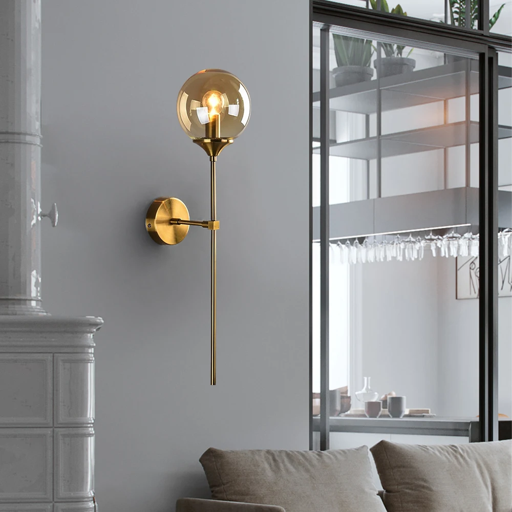 

Gold Led Wall Light for Kitchen Bathroom Dressing Mirror Indoor Lighting Nordic Modern Glass Wall Lamp Luminaire Home Decor E14