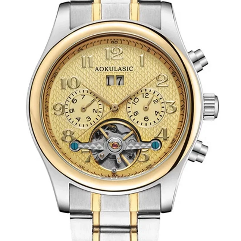 

2022 Skeleton Steel Belt Big Flywheel Mechanical Watch Men's Luminous Watch Waterproof Watch