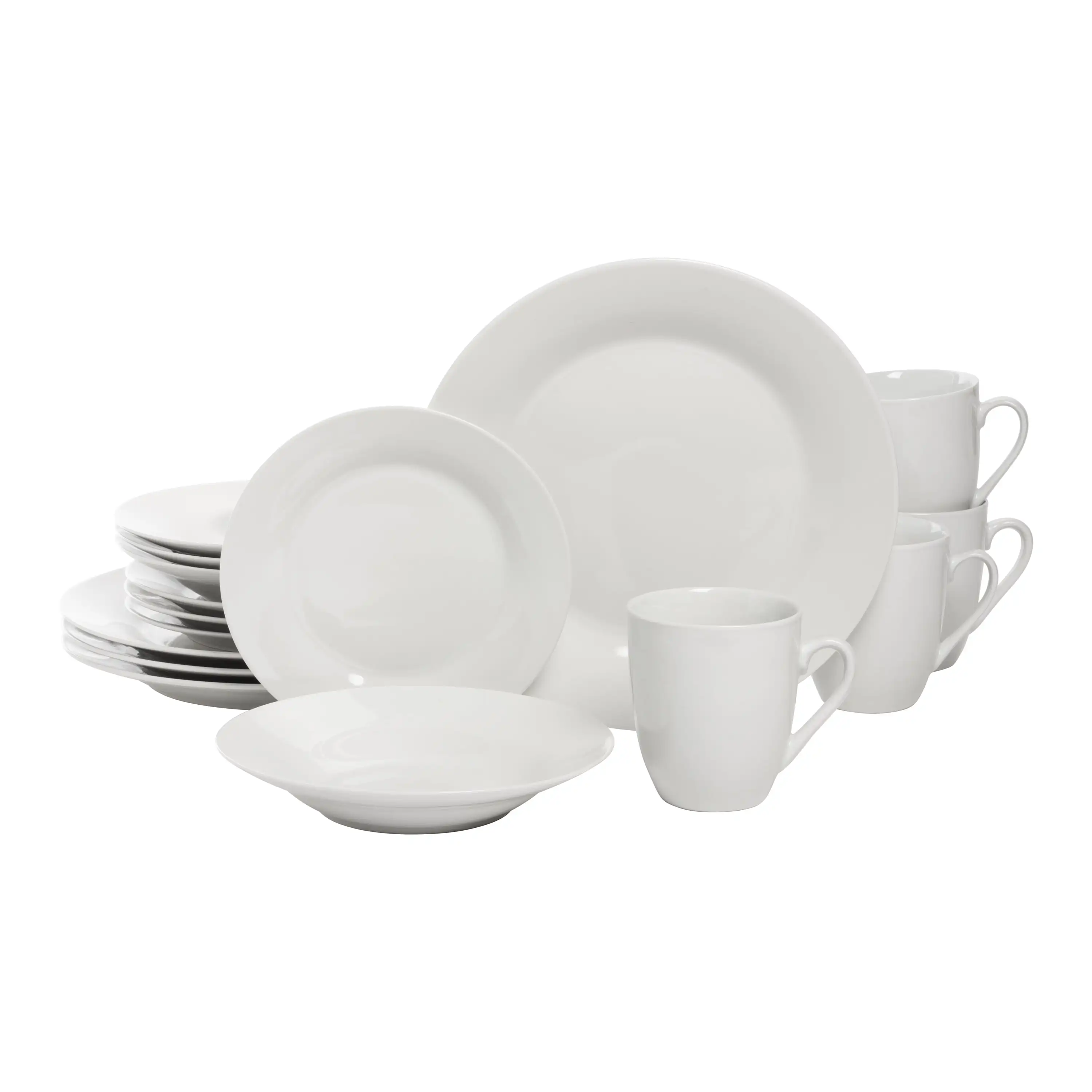 

Simply Round 16-Piece Ceramic Dinnerware Set, White Dinnerware Set Kitchen