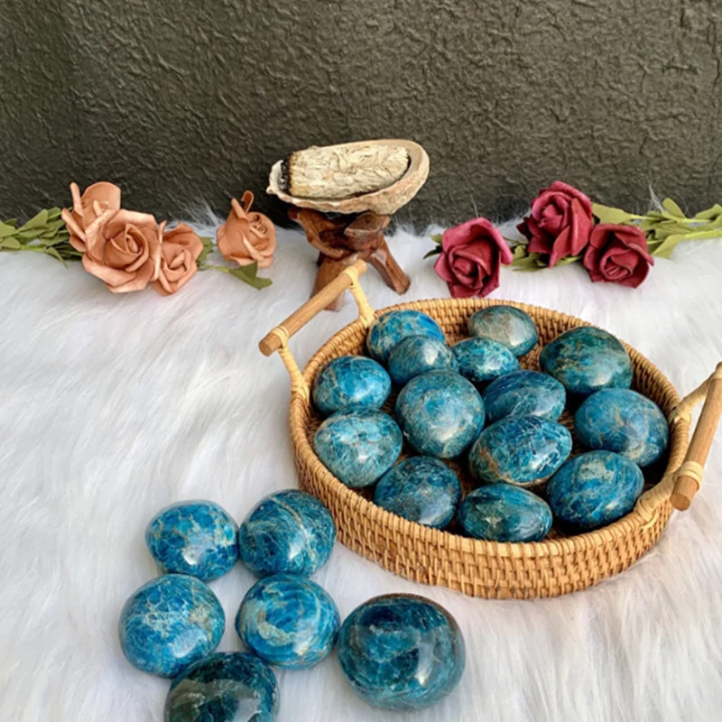 

Natural Blue Apatite Palm Stones Home Decoration Massage Gemstones Crystals Healing Quartz Minerals Specimen