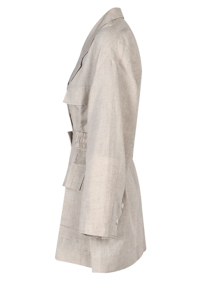 

[EAM] Women Double Breasted Big Size Long Blazer New Lapel Long Sleeve Loose Fit Jacket Fashion Tide Spring Autumn 2023 1X50104