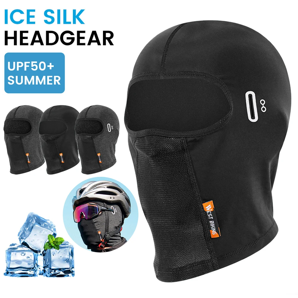 

Summer Bike Cycling Balaclava Breathable Quick Dry Ice Silk Hat With Glasses Hole Sun Protection Sport Headgear Riding Equipment