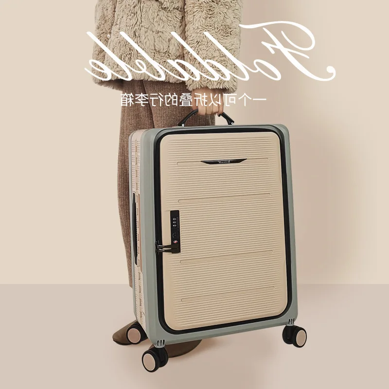 

2023 Travel spinner luggage 20/24 inches girl folding rolling suitcase women Fashion trolley case business password Boarding box