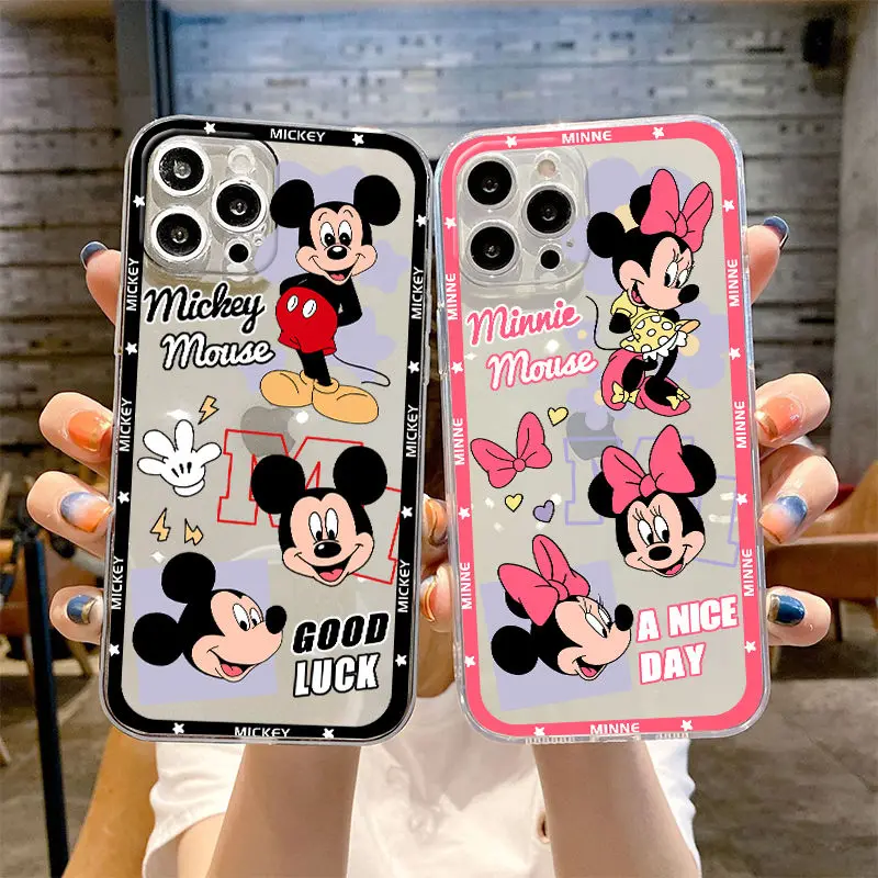 Disney Mickey Minnie Mouse phone case For iPhone 13 12 mini 11 pro xs max X XR 6 7 8 5 SE 2 3 Silicone Clear Case