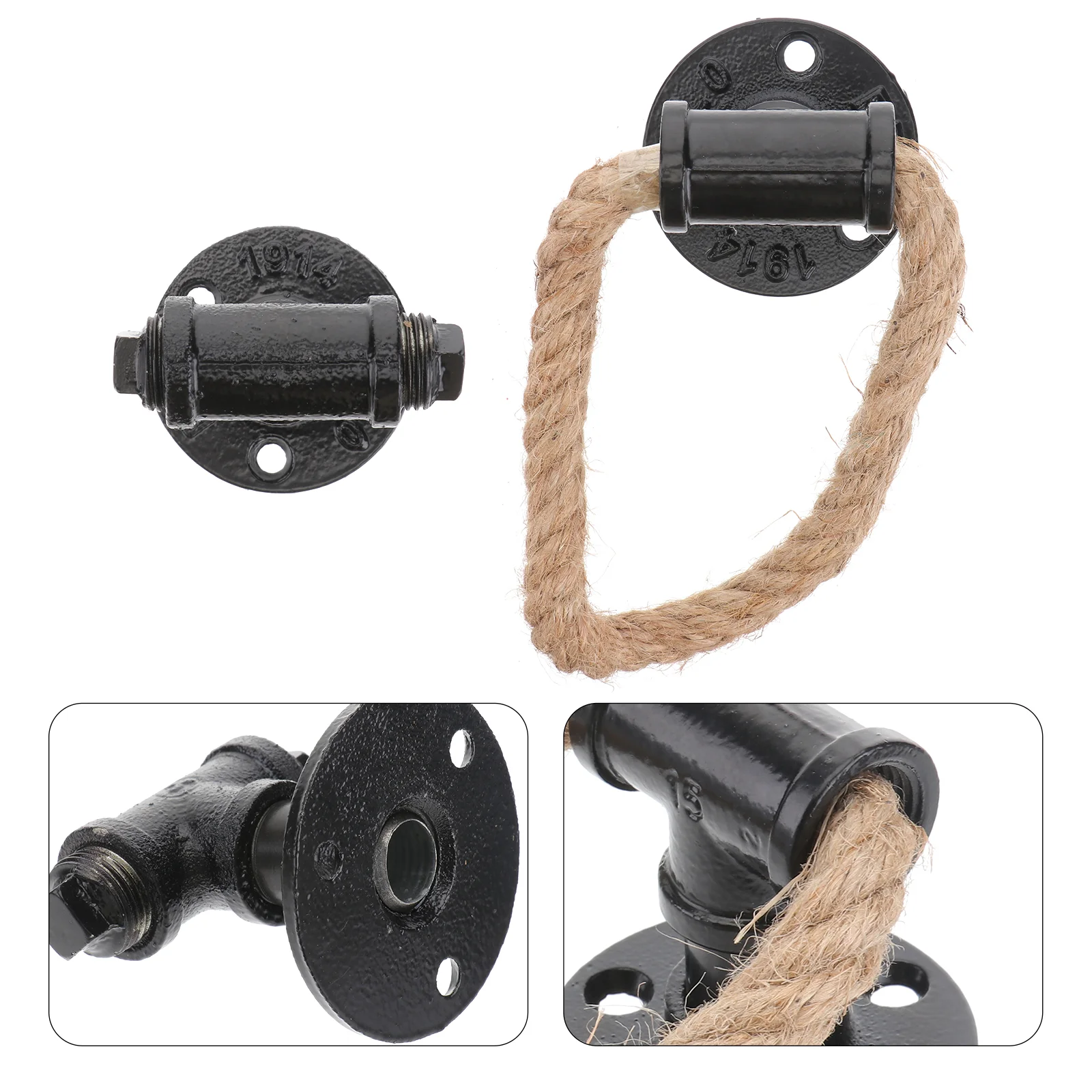 

2Pcs Retro Style Hemp Rope Small Handles Iron Art Door Cabinet Handles (Black)