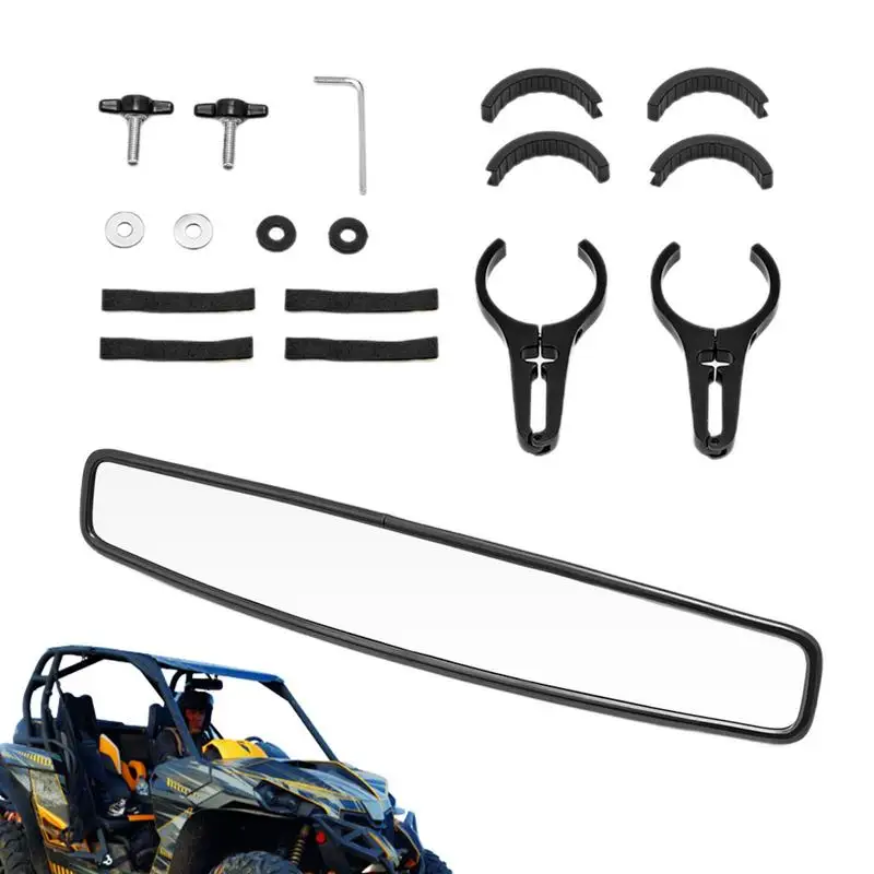 

Rear View UTV Mirror Mount Center Mirrors With Clamp Firmly Fixed Universal Wide UTV Rear View Center Mirror For Rough Roads And