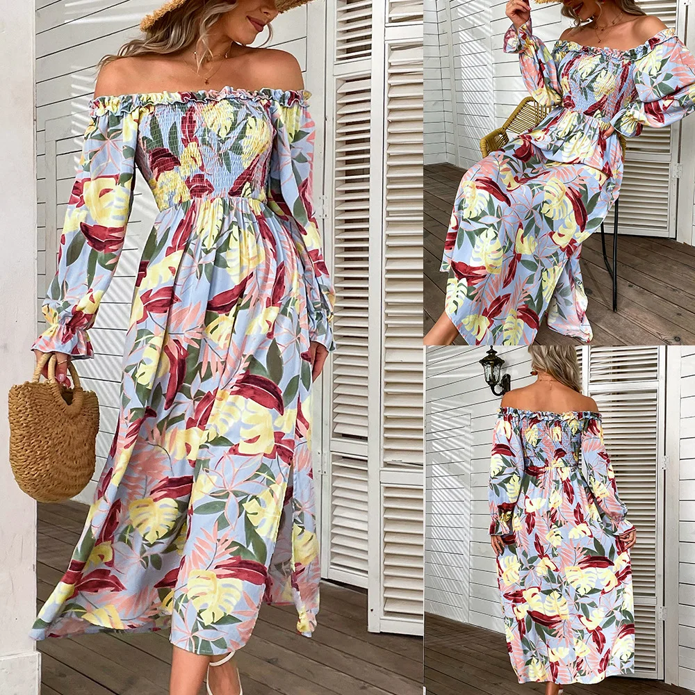 

Feminine commuter one-shoulder dress 2022 summer new print dress