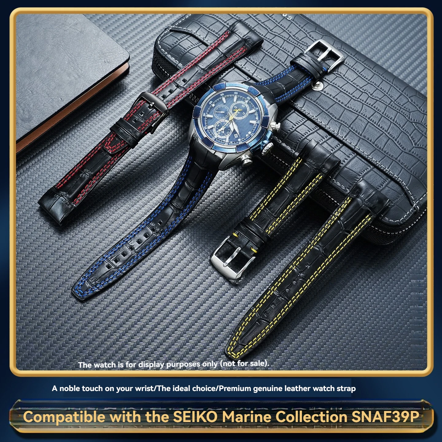Фото Ремешок для часов из натуральной кожи, подходит для морской серии SEIKO SNAF39P2 SNAF60P2, сменный ремешок из воловьей кожи, мужской, 22 мм. №2