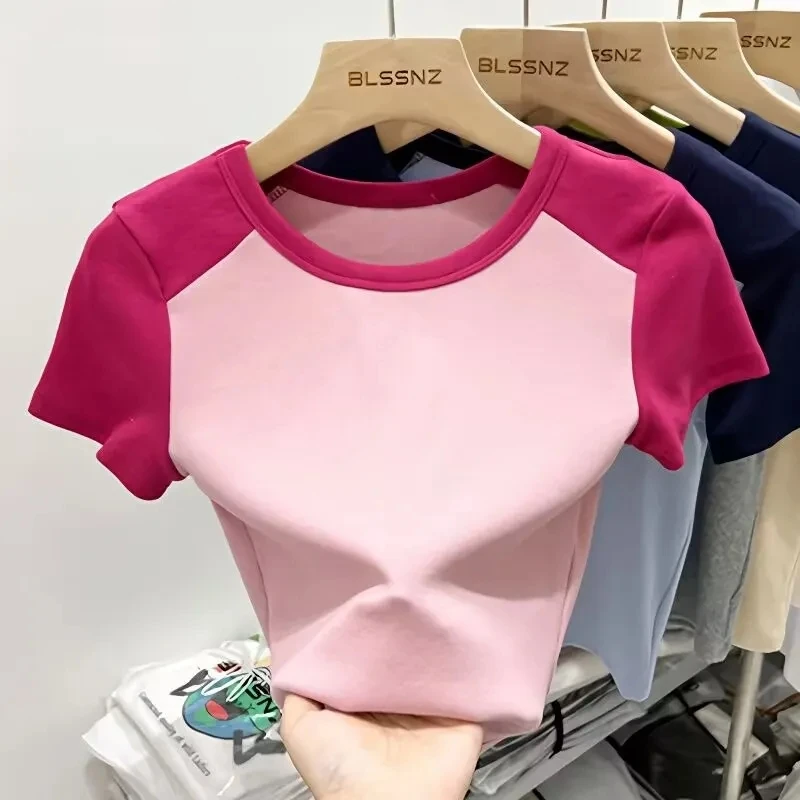 

Wood ears O-neck Short sleeve T-shirt New Woman Slim Fit t-shirt tee Summer cotton casual Tops P3 896