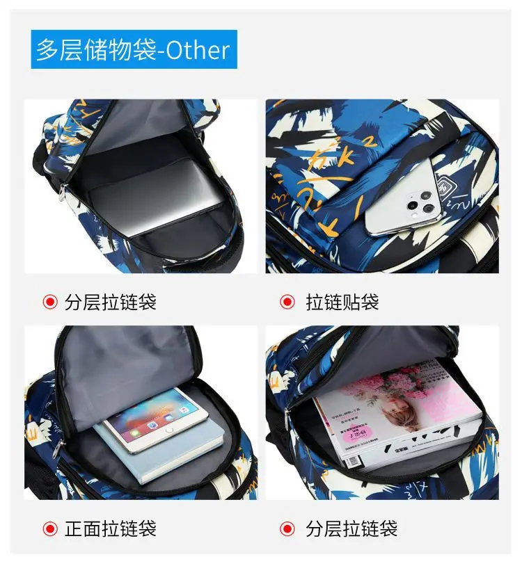 Large Capacity Backpack for Men and Women Outdoor Travel Leisure Oxford Camouflage Student School Schoolbag Laptop Bag Travel