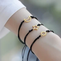 3pcsset couple bracelet for women stainless steel sun moon star bracelets braided rope charm lucky wedding jewerly pulseras