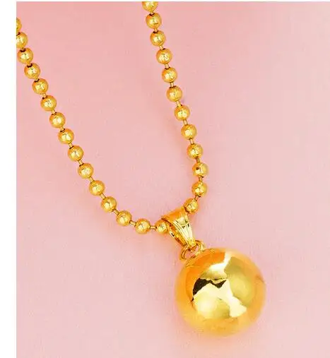

Pure copper Vietnam Gold Round Pendant brass gold plated smooth spherical Necklace Pendant Ball Necklace Pendant