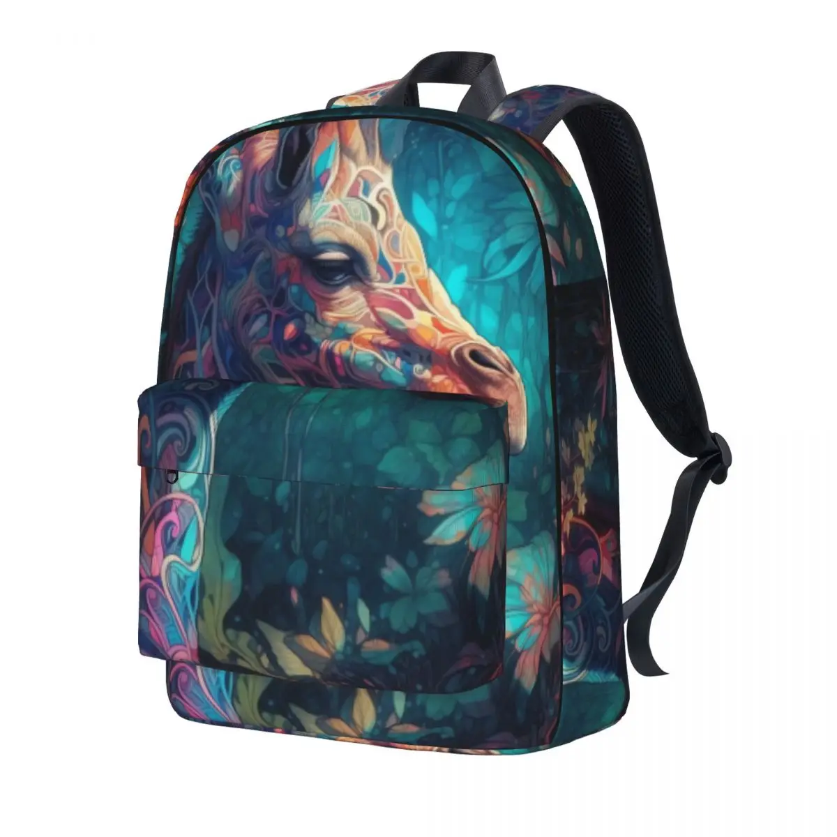 

Giraffe Backpack Colorful Painting Neon Trekking Backpacks Women Aesthetic School Bags High Quality Breathable Rucksack