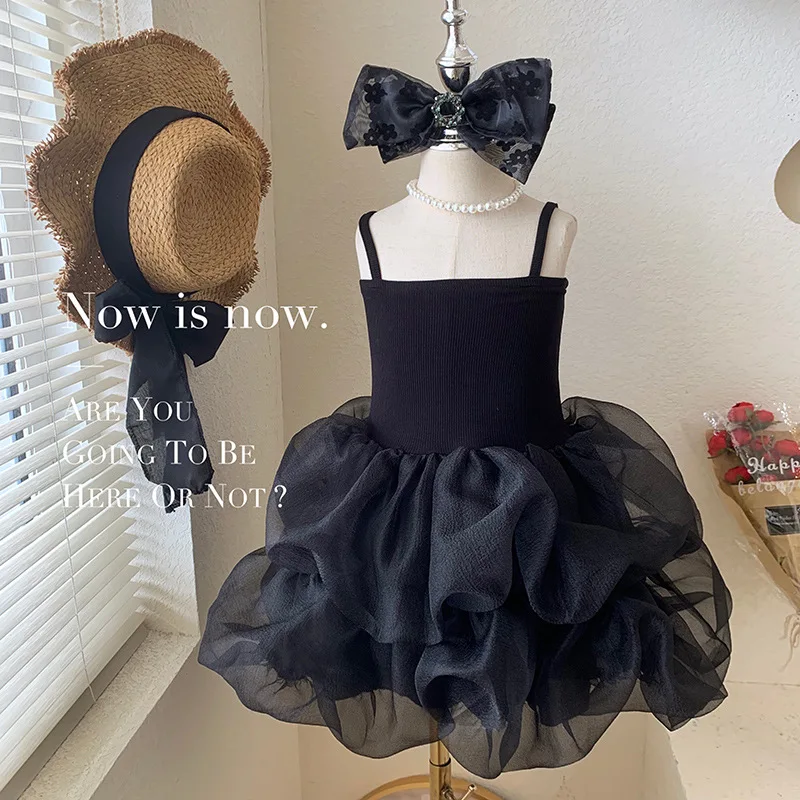 

Toddler Girl Ball Gown Party Dress Fashion Classic Black Dress Princess Party Dress Elegant Birthday Gift Dress