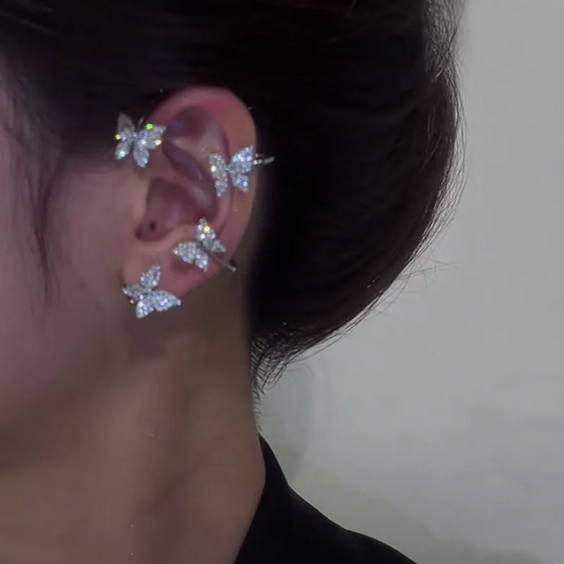 

Diamond-studded Butterfly Ear Clips and Ear-hanging One-piece Earrings High-end Personalized Earrings Without Pierced Auricles