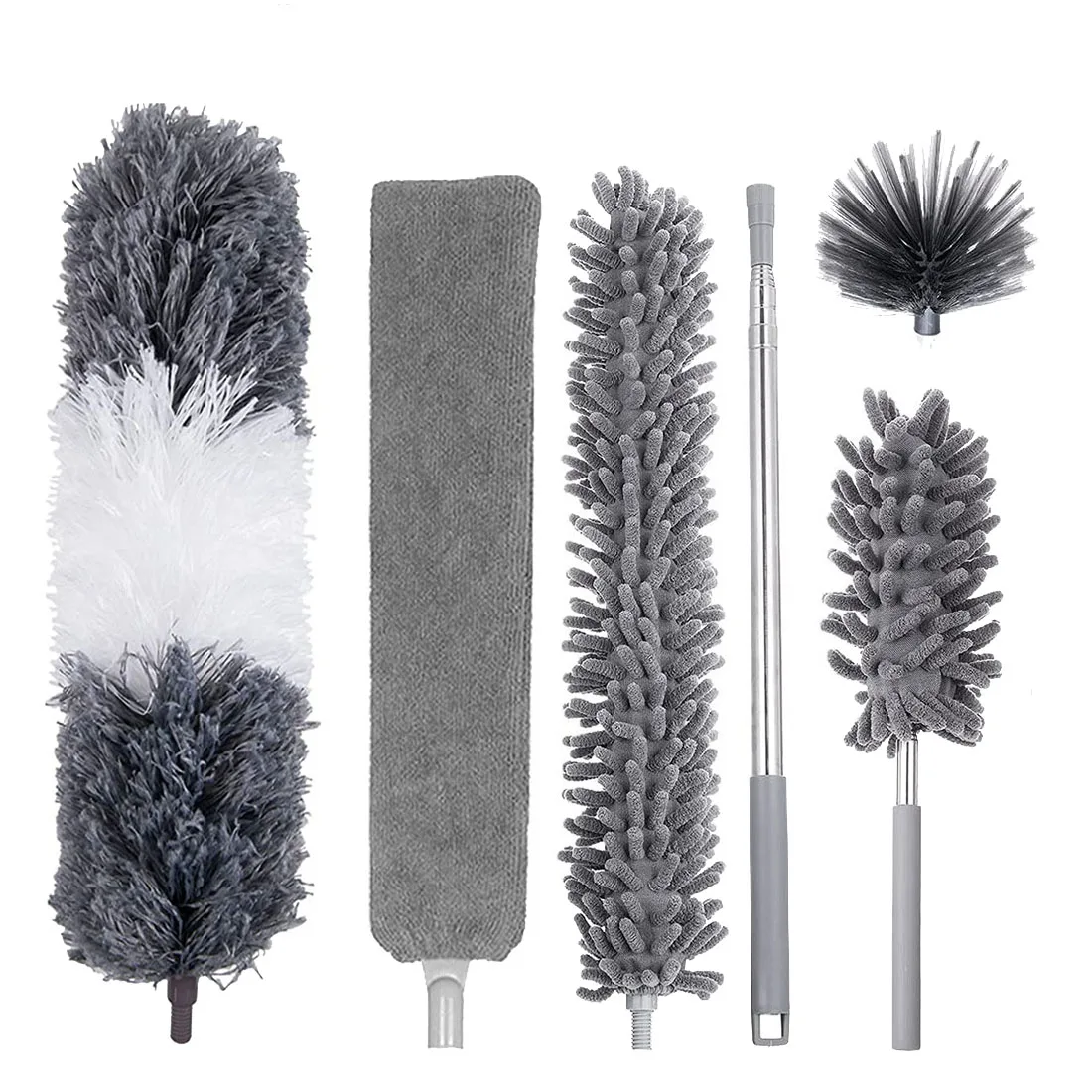 

6Pcs Duster Cleaning Kit,Extendable Microfiber Feather Duster for Cleaning Dust Cobweb Ceiling Fans Lights Blinds Cars