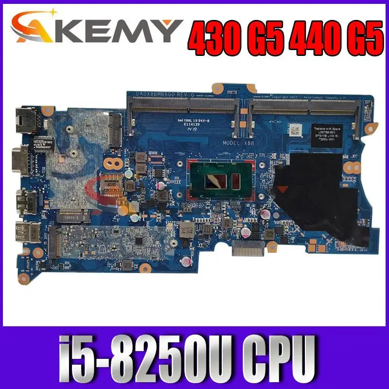 

DA0X8BMB6F0 For HP ProBook 430 G5 440 G5 Laptop Motherboard DA0X8BMB6G0 L01039-001 L01039-601 With SR3LA i5-8250U CPU DDR4
