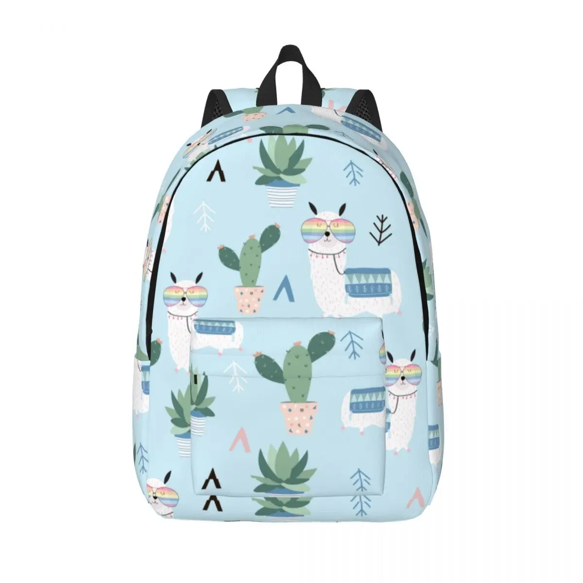 Schoolbag Student Backpack Cute Llama Glasses Cactus Shoulder Backpack Laptop Bag School Backpack