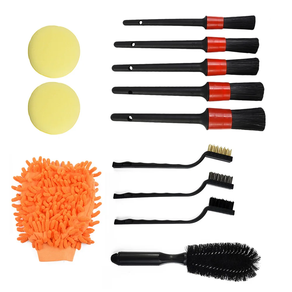 

Durable New Useful Car Detailing Brush Kit Auto Clean Brush Set Parts Replaces Wheel Rims Wire bristles 12pcs/kit